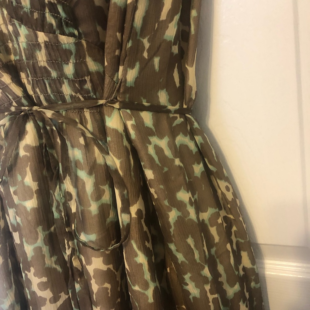 Nanette Lepore Silk Brown/Green Tiered Ruffle Dress 10 - Picture 8 of 13